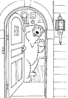 A coloring page of bear in the big blue house